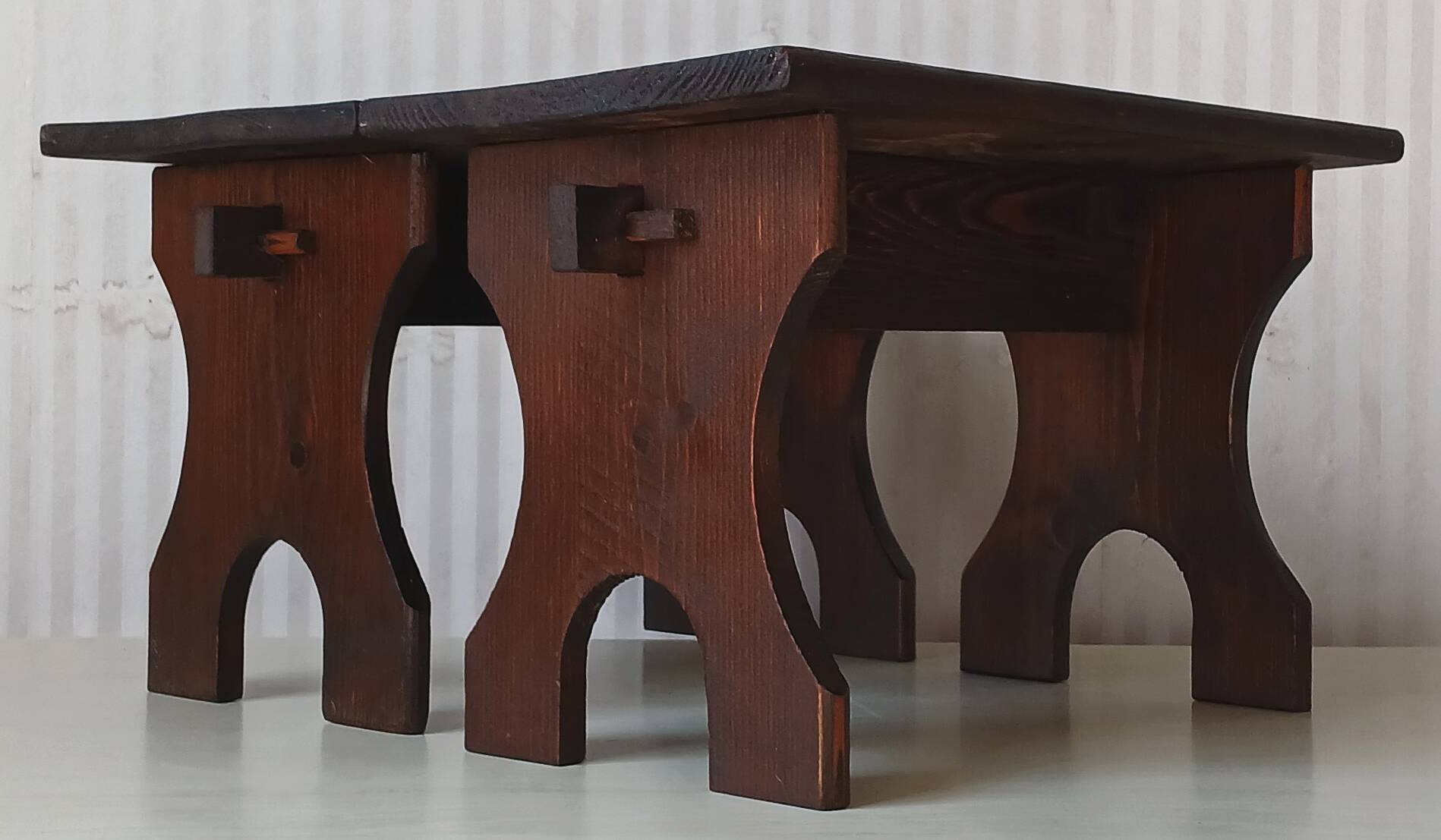 2 XS farm stools / benches in old solid wood