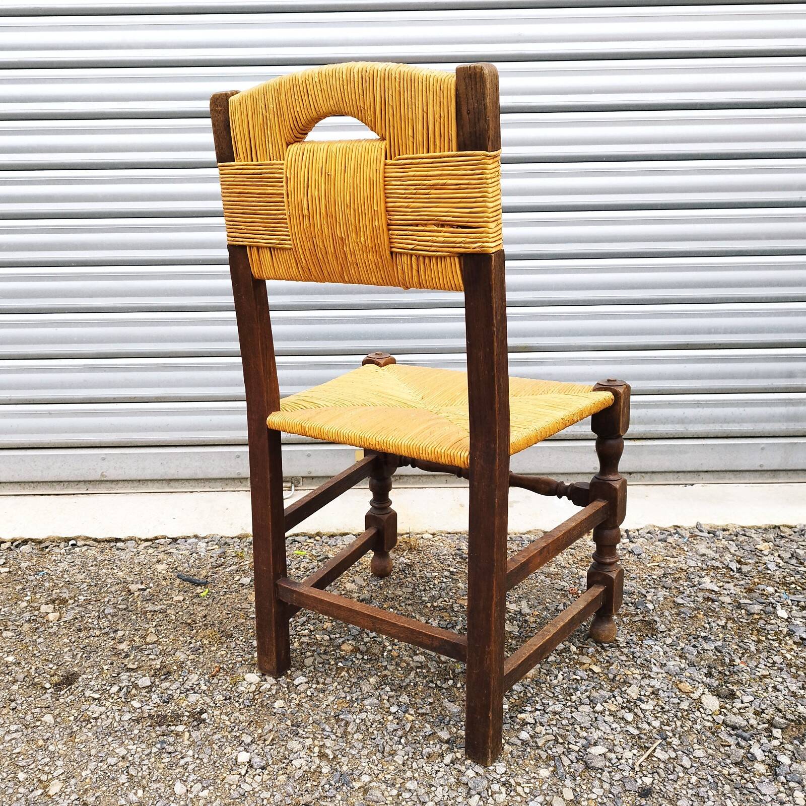 Five (5) vintage design straw chairs