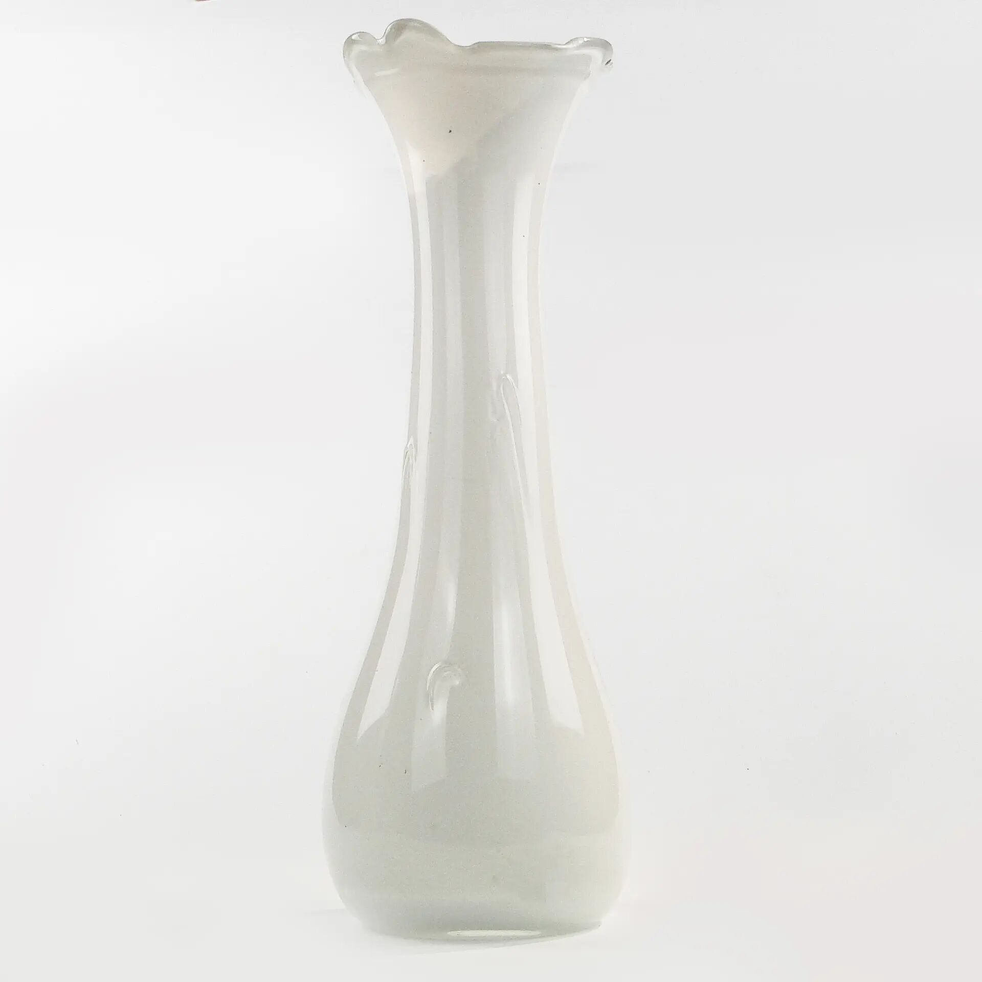Mid-century modern vase, ivory white glass, Poland, 1970s
