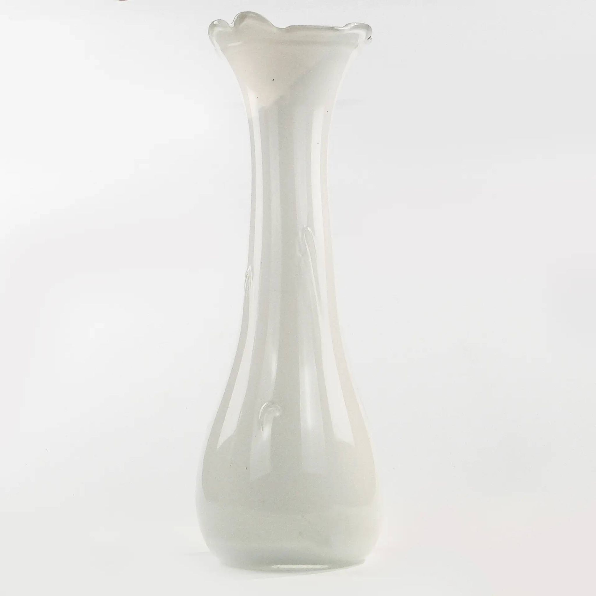 Mid-century modern vase, ivory white glass, Poland, 1970s