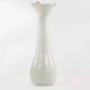 Mid-century modern vase, ivory white glass, Poland, 1970s