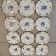 Set of 12 dessert plates blue flowers porcelain Aquitaine