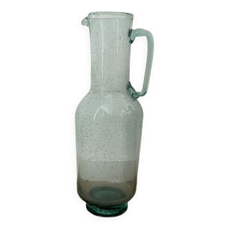 Large bubbled glass vase pitcher
