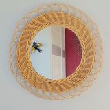 Braided wicker mirror