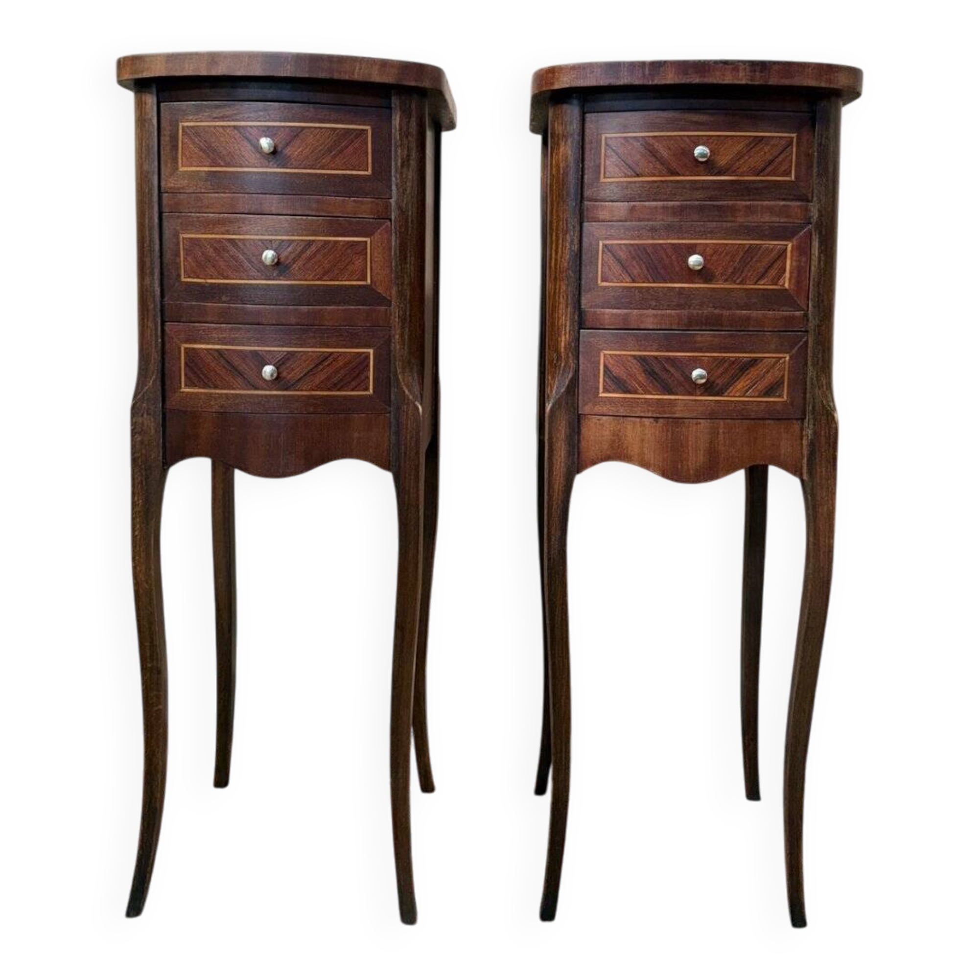Pair of Louis XV bedside tables in marquetry