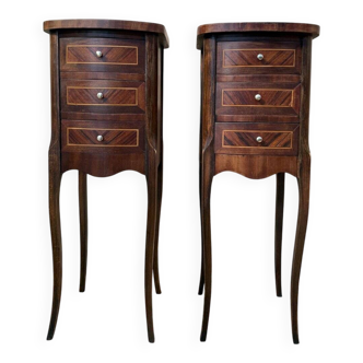 Pair of Louis XV bedside tables in marquetry