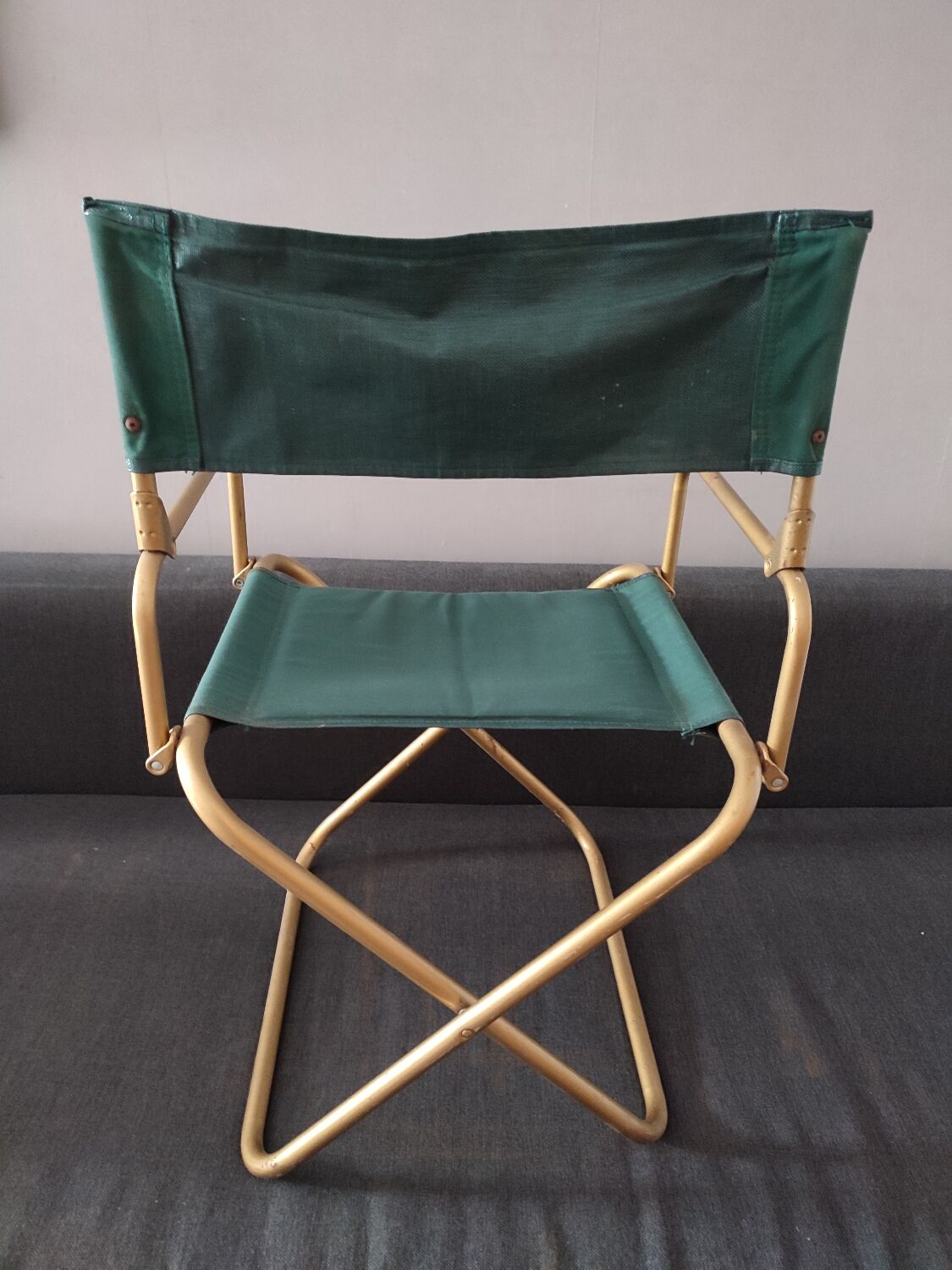 Lafuma foldable chair green vintage camping with armrest