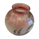 Round glass vase decorated with a landscape according to J S PEYNAUD.
