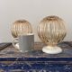 Pair of vintage golden globe wall or ceiling lights