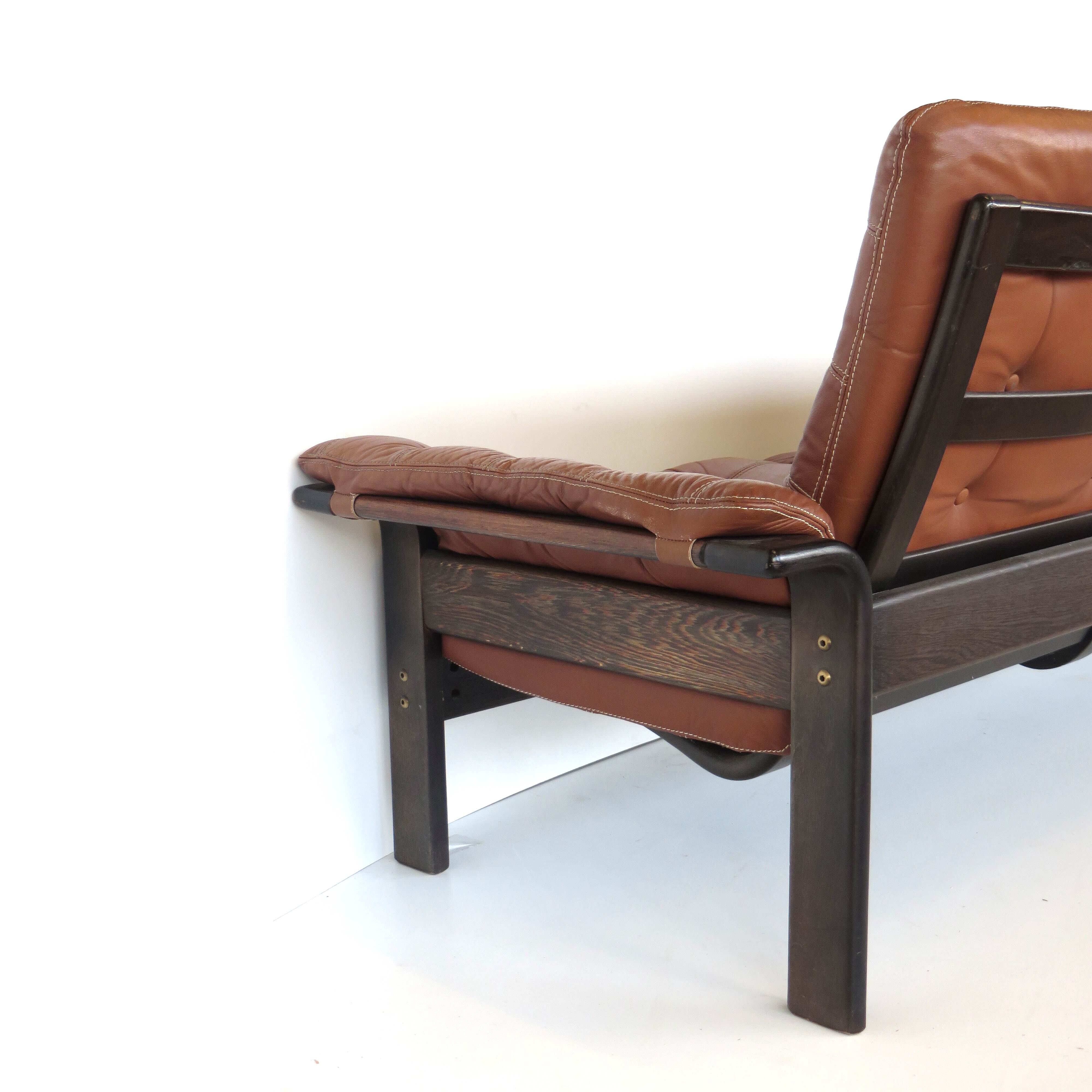 Vintage 3-seater leather sofa from the 60s