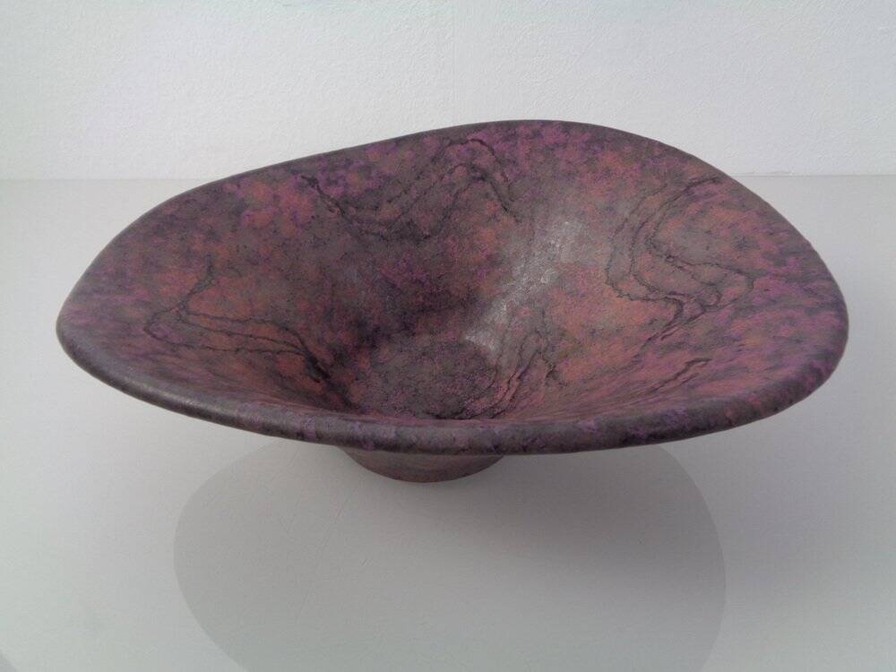 Large Purple & Black 704 Ruscha Art Ceramic Bowl, Germany, 1960s