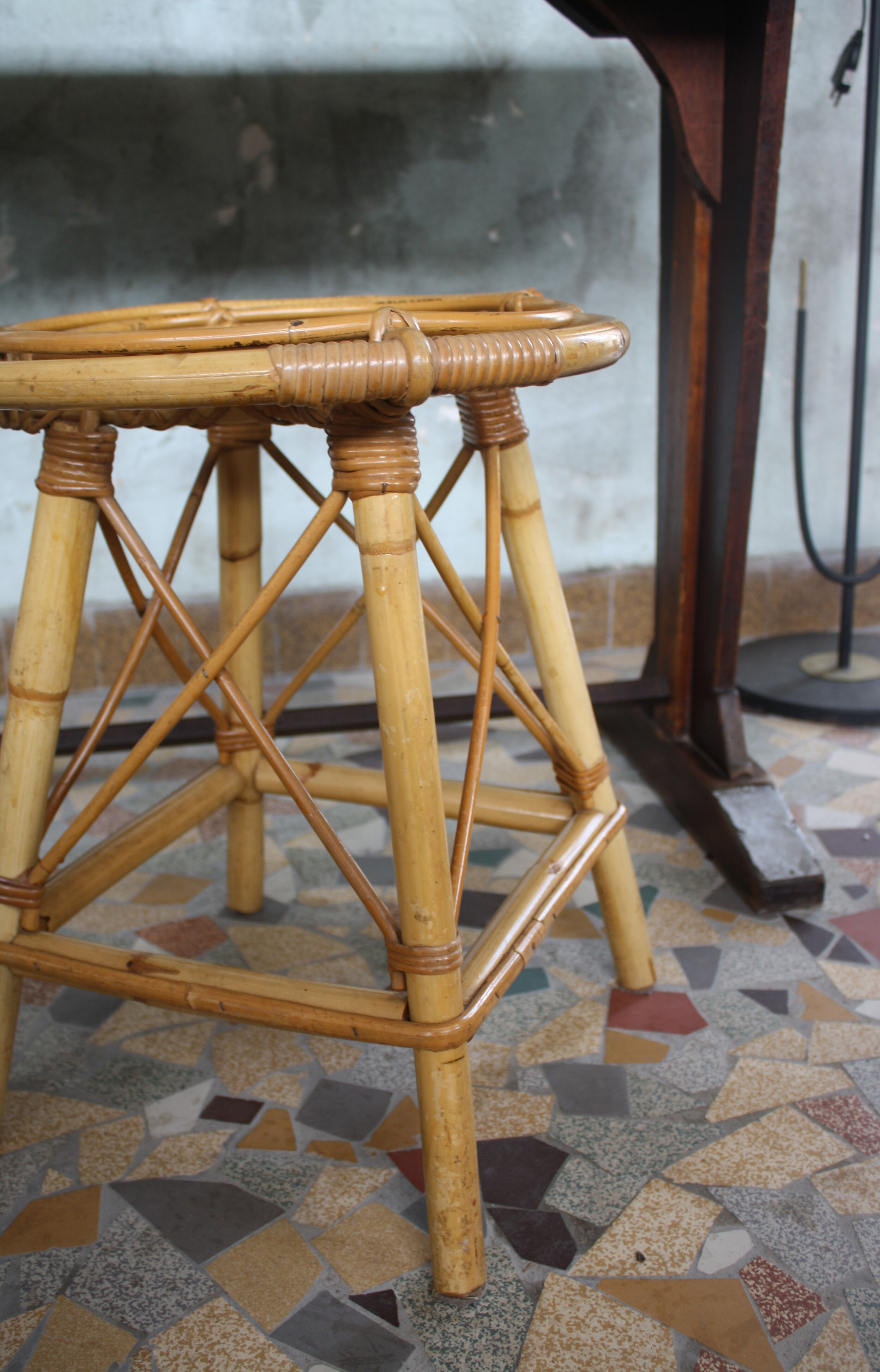 Vintage rattan stool