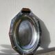Art Deco silver-plated metal and wood dish
