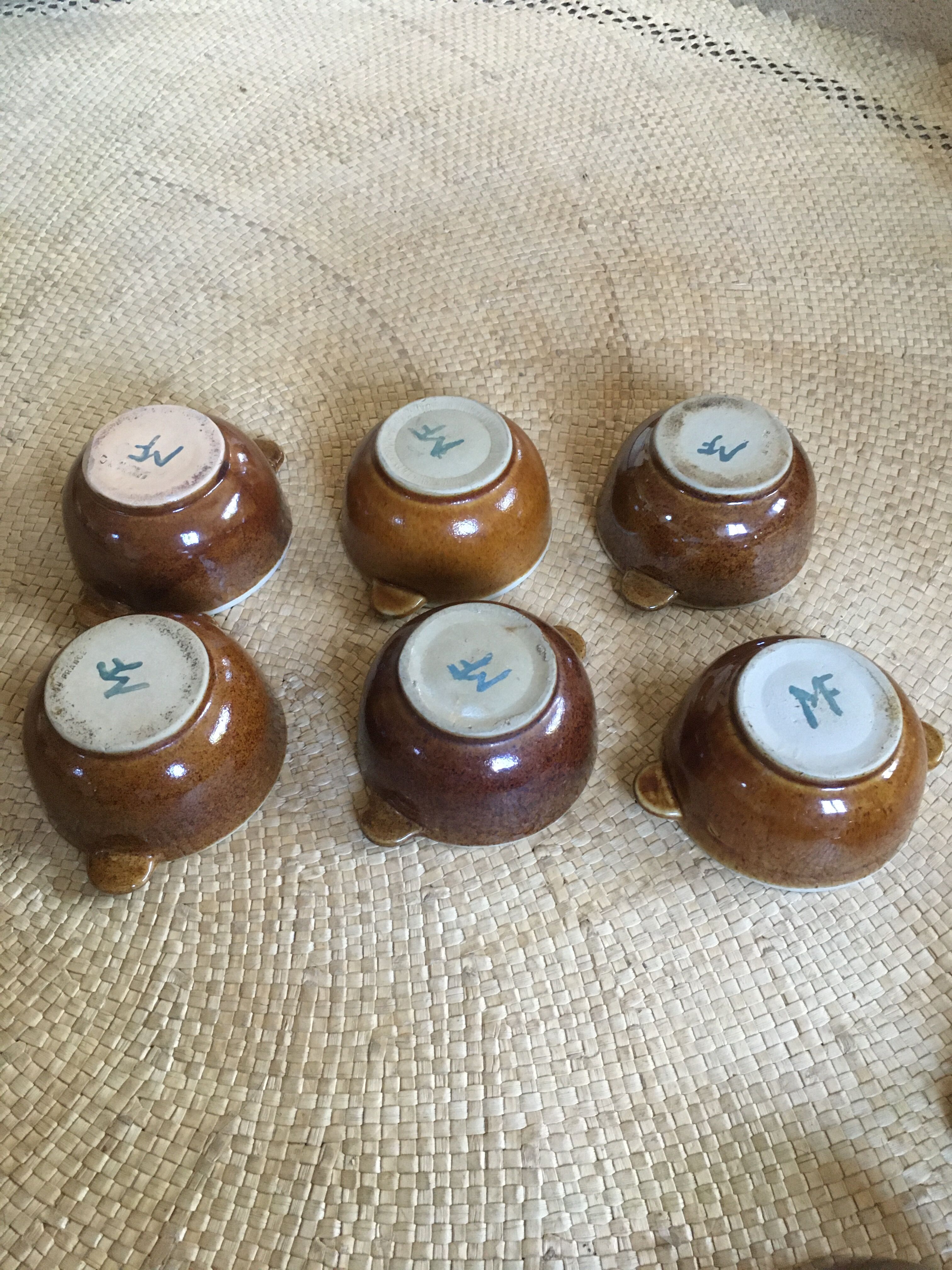 Series of 6 sandstone bowls