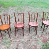 Lot of 4 Chairs Bistro Art Deco seated screen-printed
