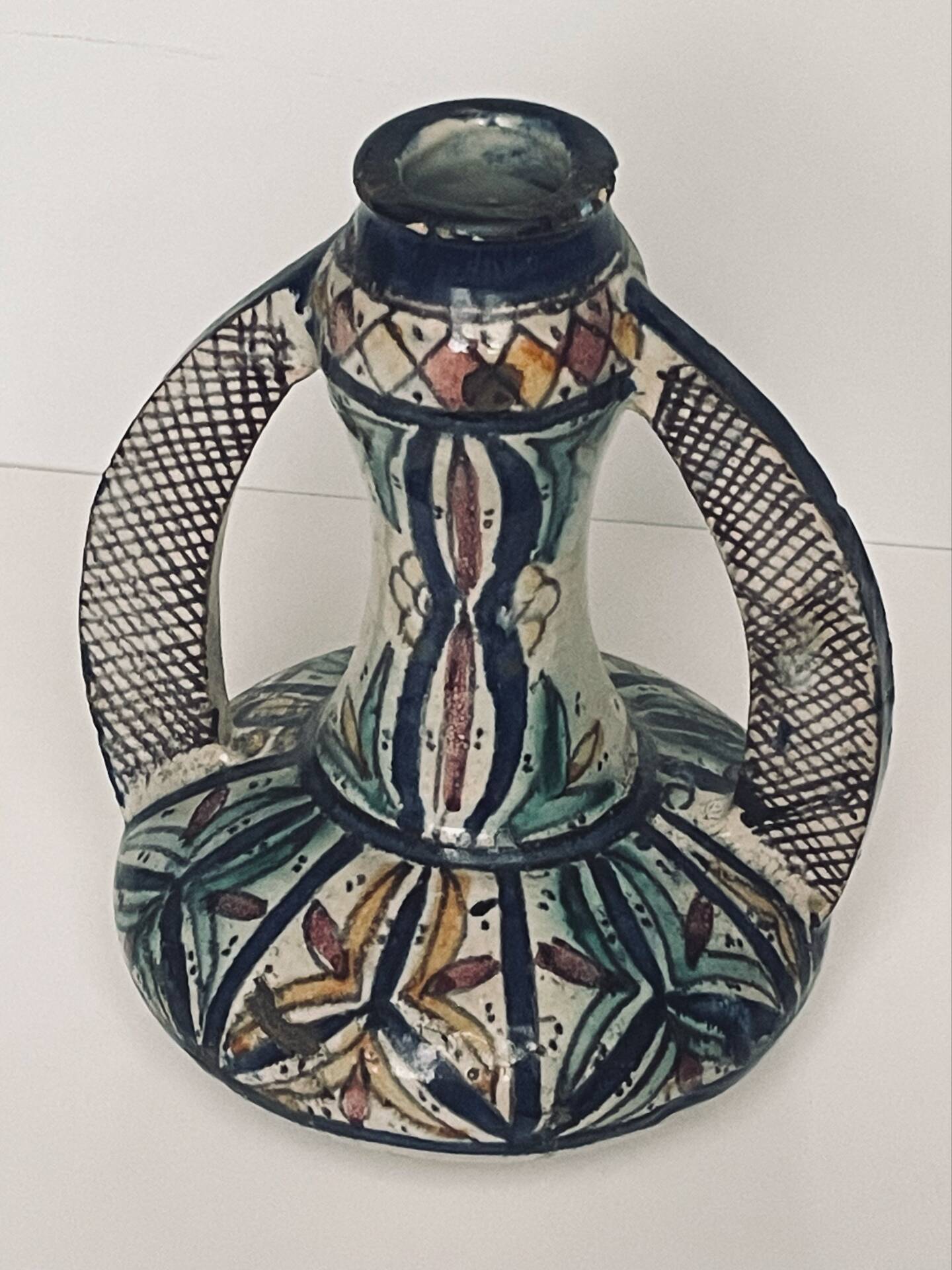 Polychrome earthenware jug, Fes, Morocco
