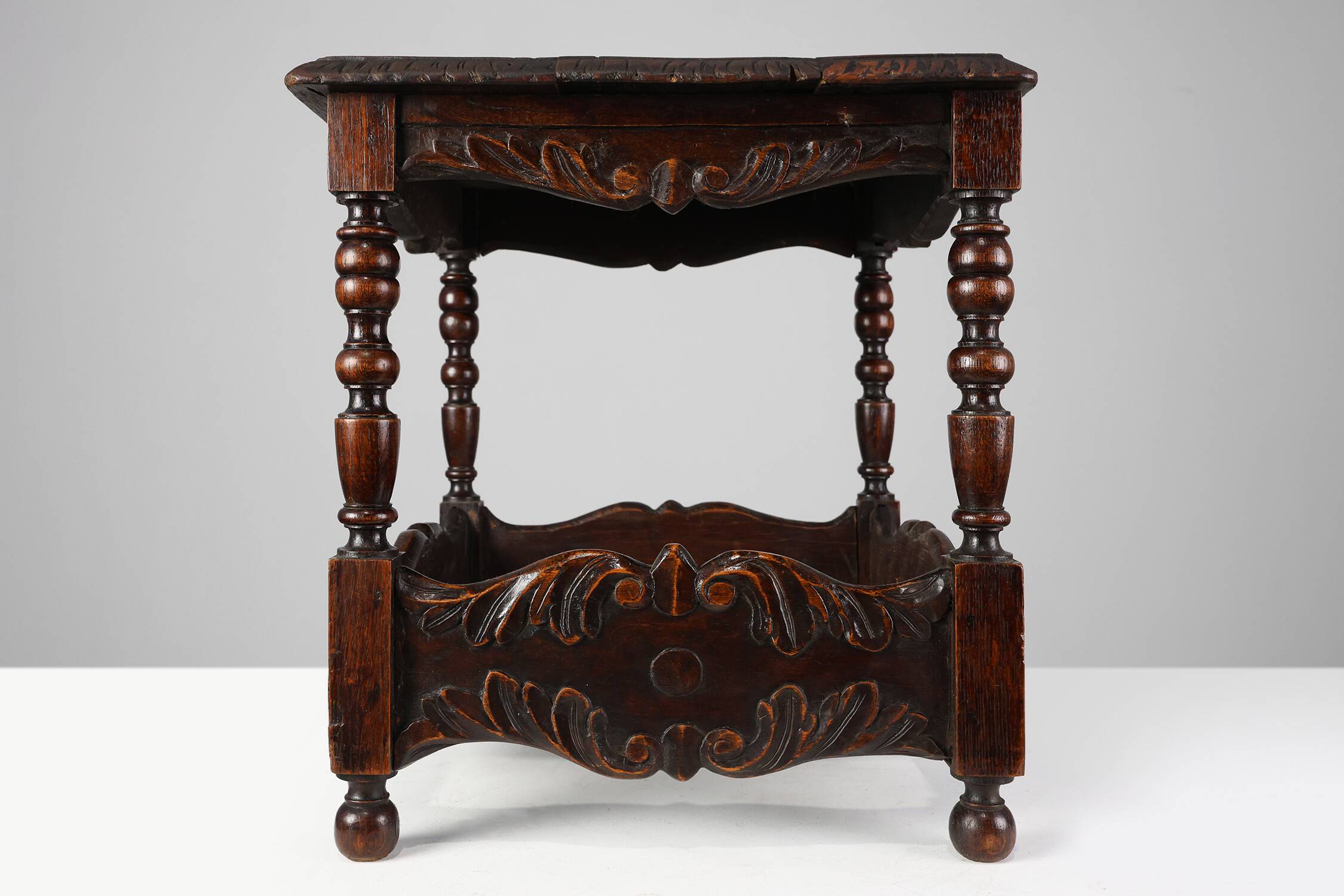 Oak carved square Side Table, Belgium 18th Century