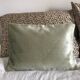 Paire de housses de coussin, velours ancien et lin verts