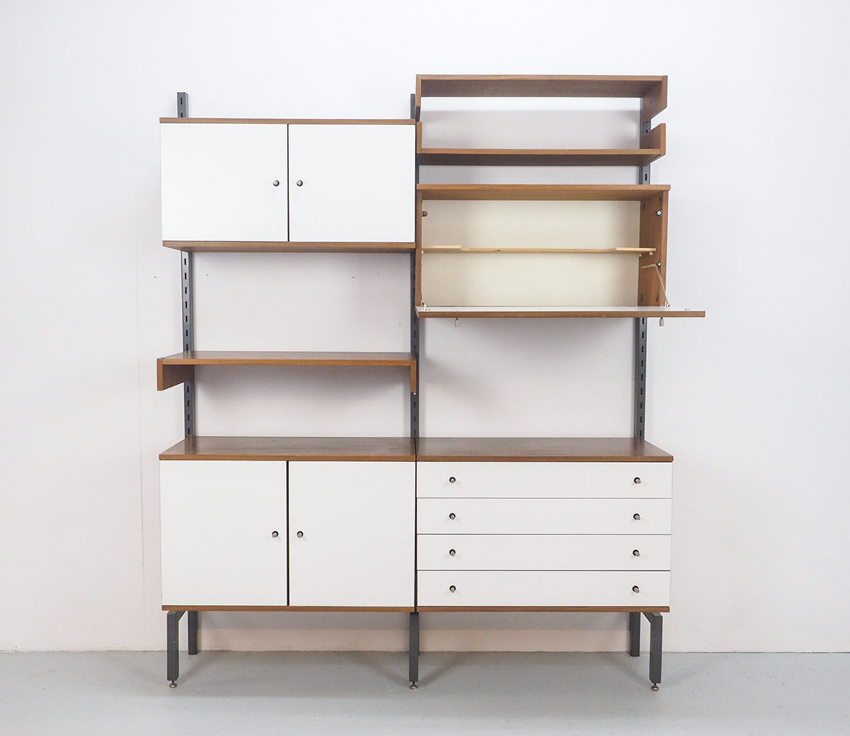 Teak and metal wall unit by Simplalux, 1960's