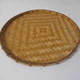 Round rattan tray