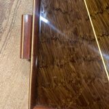 Rectangular art deco wood and glass tray