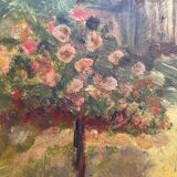 Garden landscape in oil signed