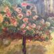 Paysage jardin à l’huile signé