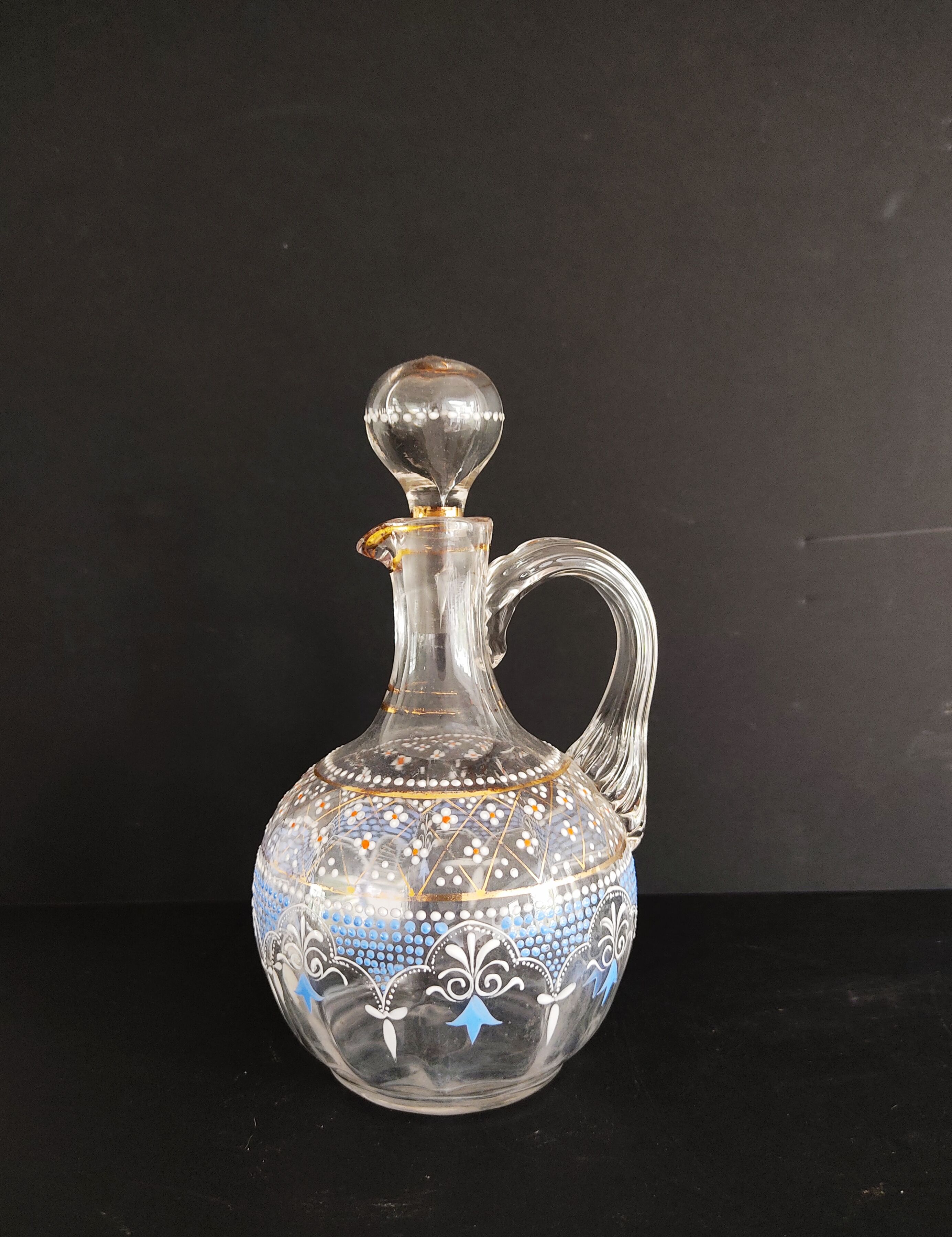 19th carafe liqueur service and 7 glasses