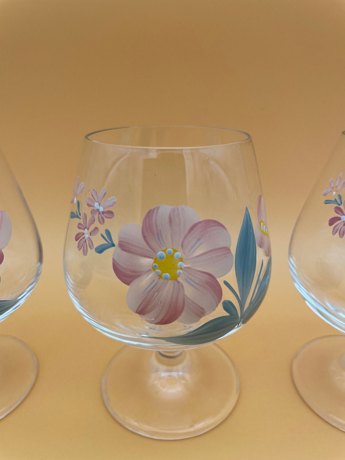 Hand-painted crystal flower balloon foot glasses