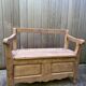 Farmhouse bench with chest in antique solid walnut