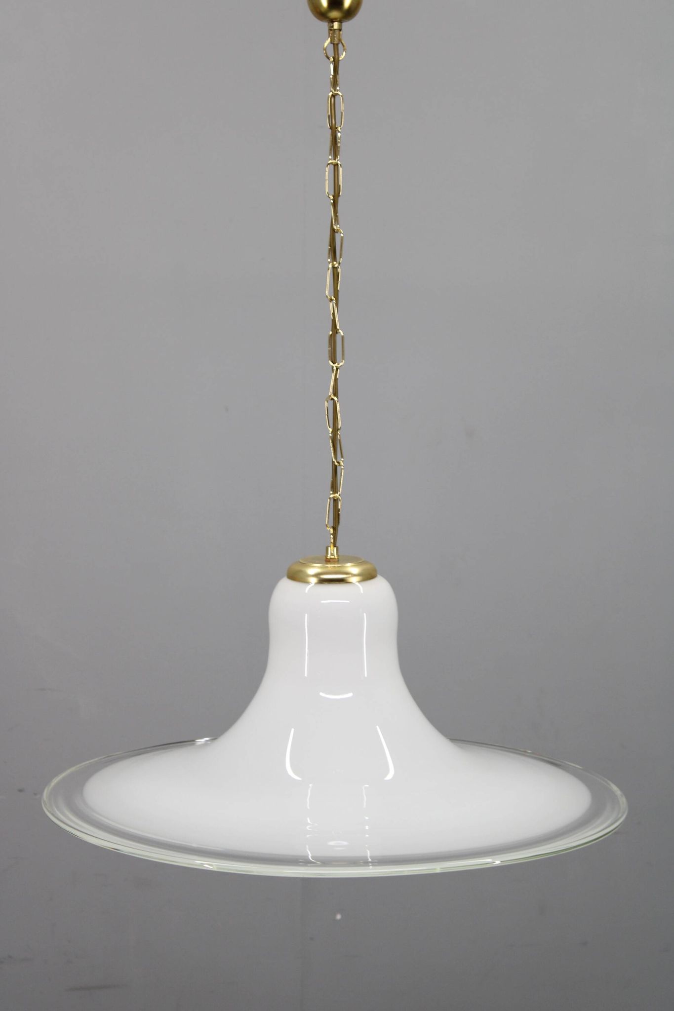 Italian mid-century glass and brass pendant light, 1960s