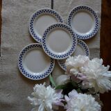 6 dessert plates blue checkerboard décor style Lustucru Oxford Brazil