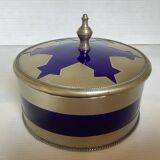 Candy box in cobalt blue ceramic and metal