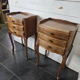 Paire de tables de chevet style Louis XV en merisier