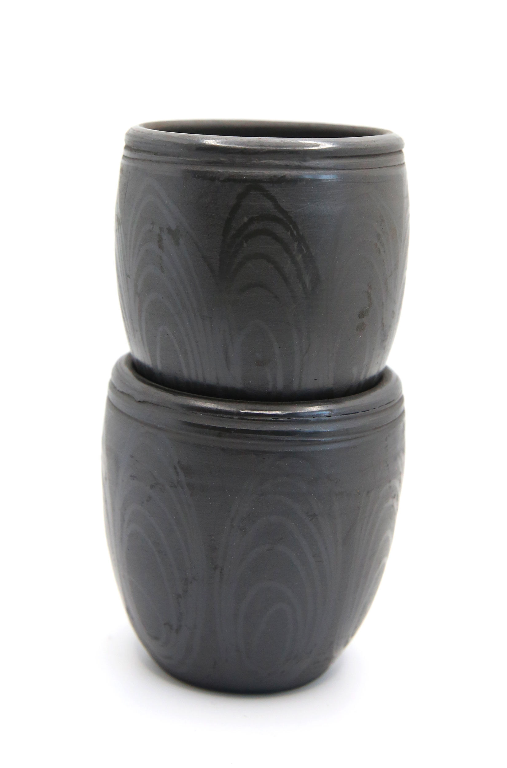 Set of 2 glasses in intense black ceramic from Romania