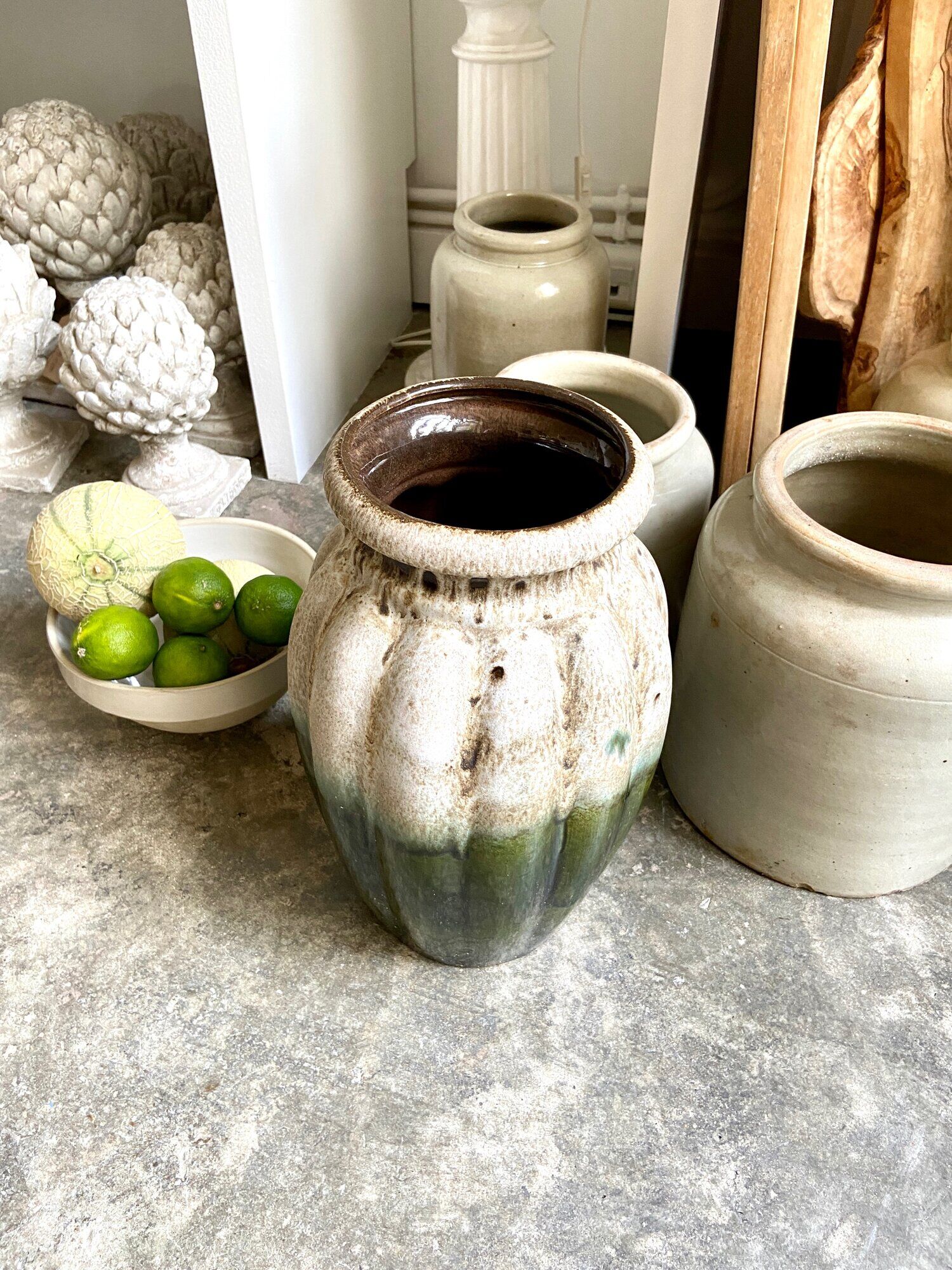 W. Germany vase in brown and green glazed ceramic