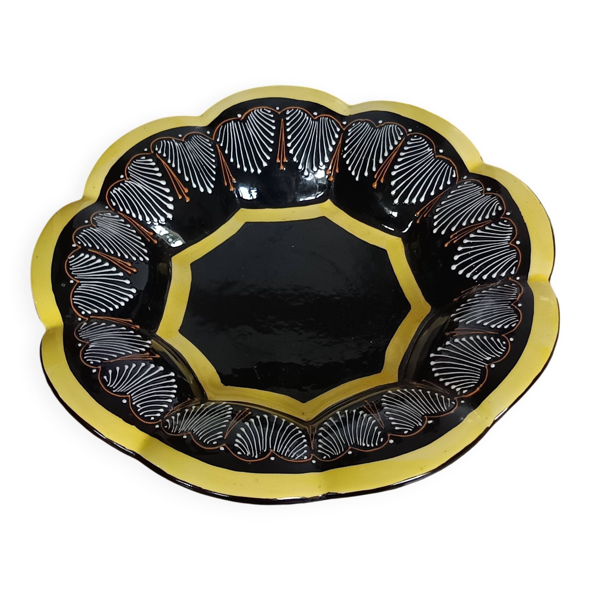 HB Quimper ceramic fruit bowl with beaded decoration