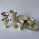 Iridescent Limoges porcelain egg cup set
