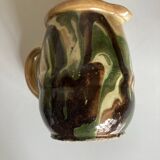 Pair of varnished earthenware vase pitchers mixed Dieulefit popular art
