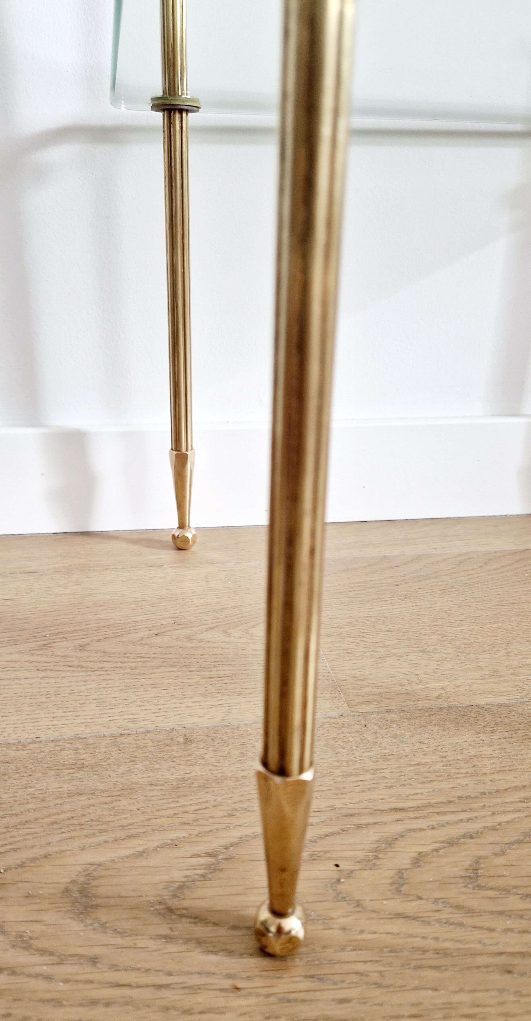 Glass and brass side table 70s