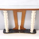 Console en bois avec plateau miroir, style Osvaldo Borsani, Italie