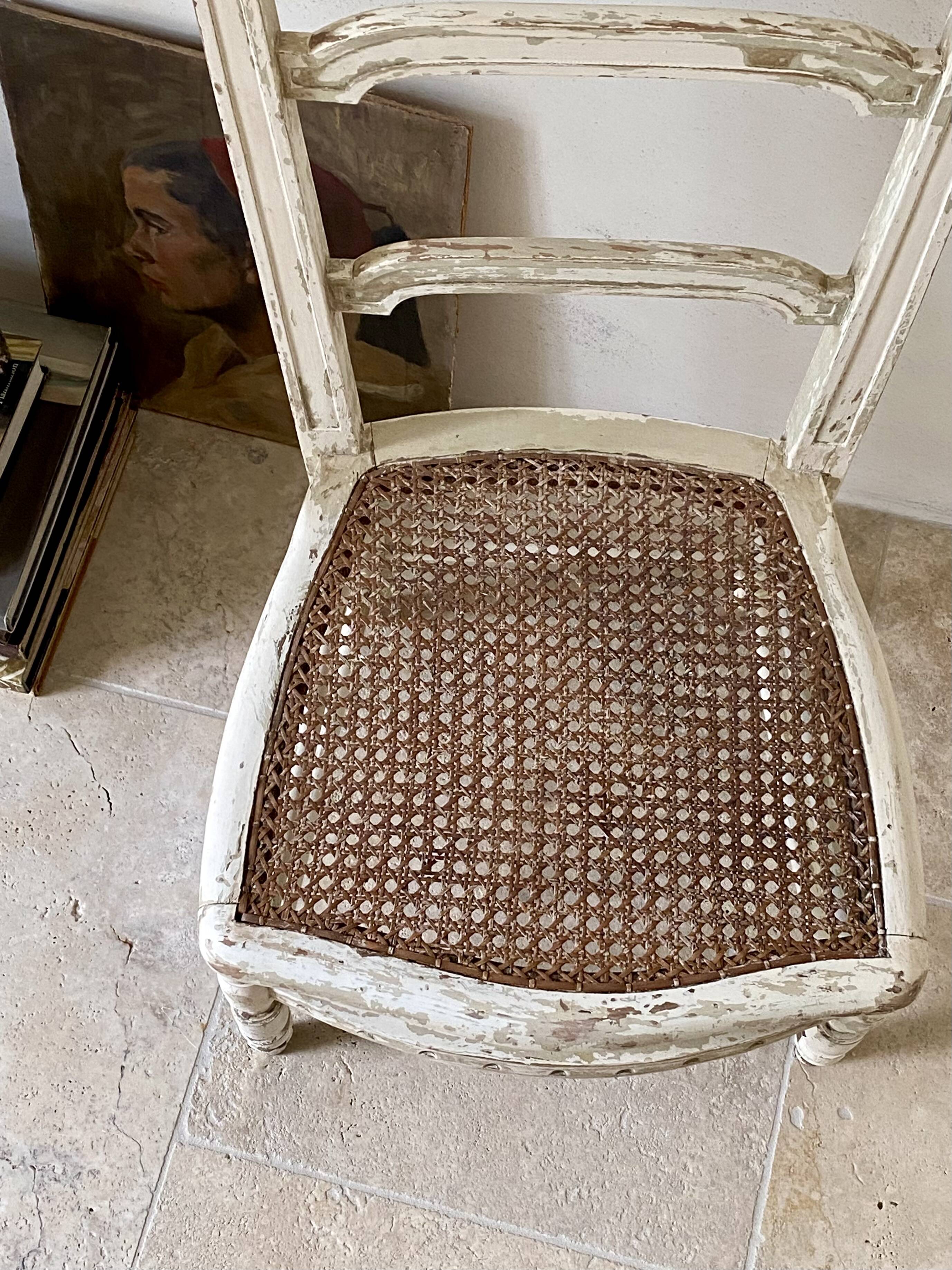 Chaise de nourrice XIXe Napoléon III cannée et patinée
