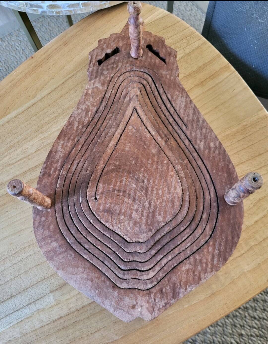 Vintage wooden fruit basket. Collection. Fruit shape.