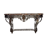 Console in wrought iron from the Napoleonic III period with a red Rance marble top.