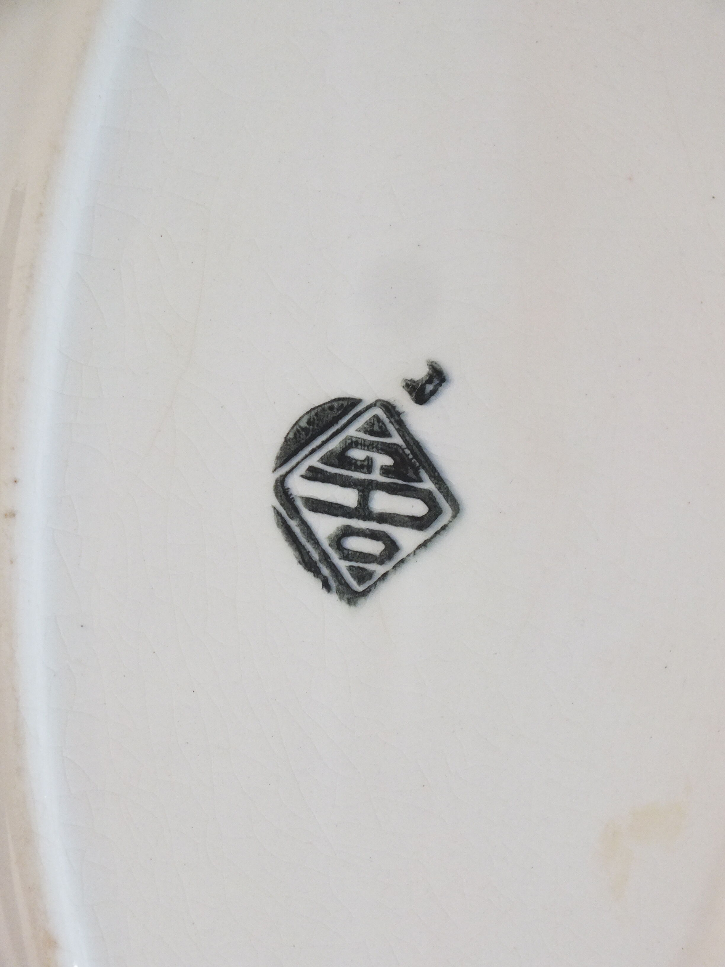 Vintage oval dish 50s - flowers tampon gao
