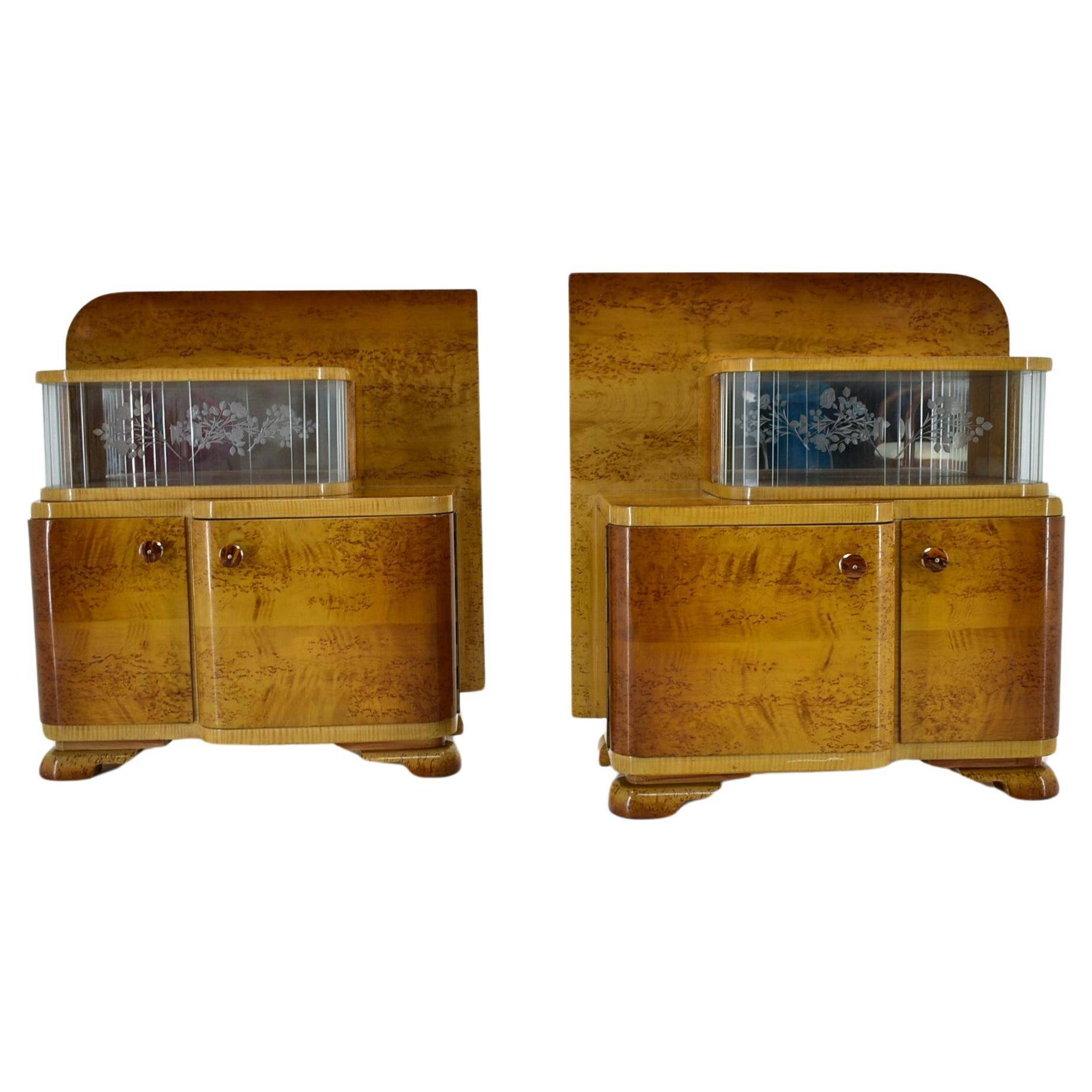 1939s set of Art Deco bedside tables, Czechoslovakia