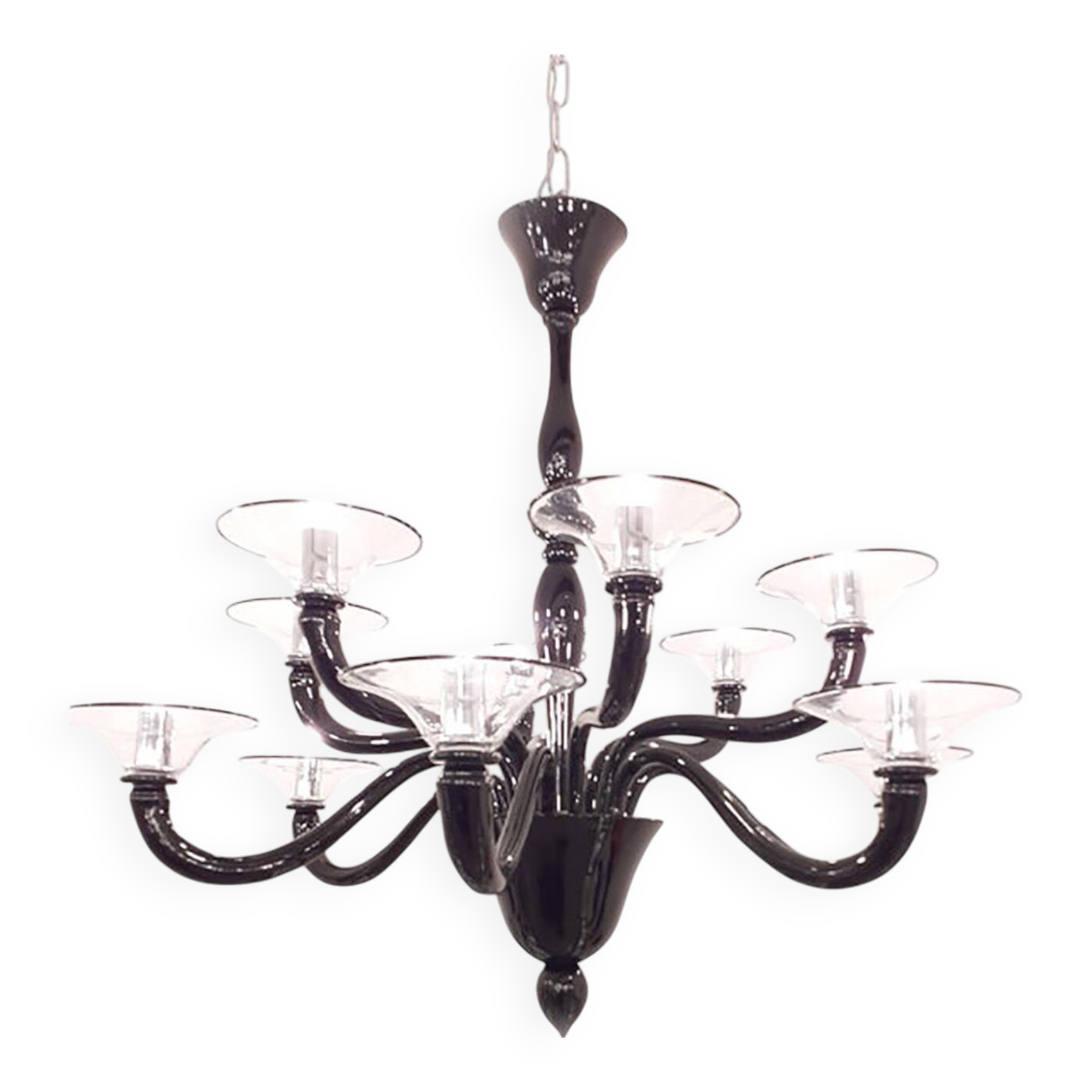 Italian Contemporary Black Glass Chandelier