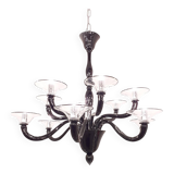 Italian Contemporary Black Glass Chandelier