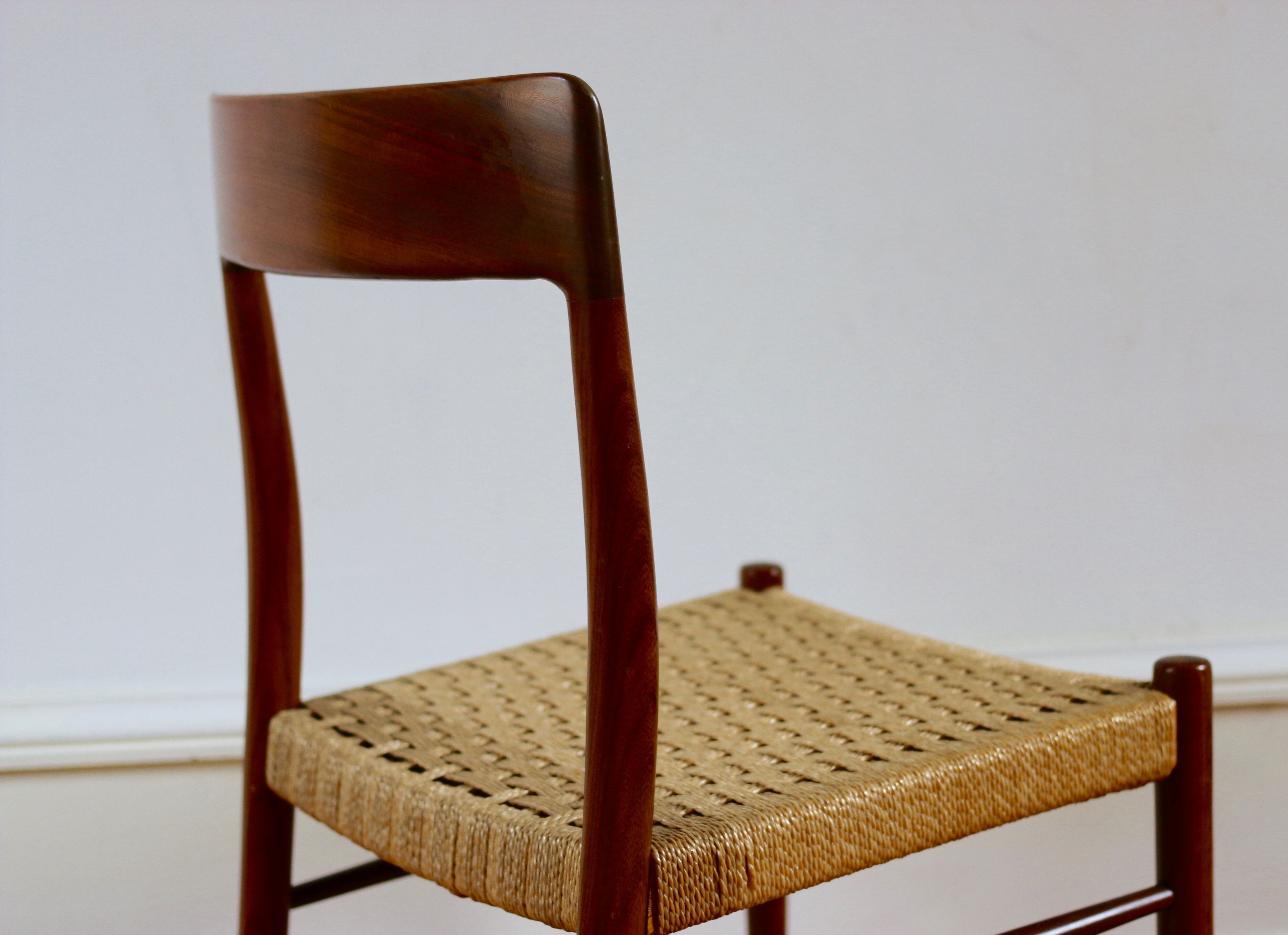 Chairs Scandinavian teak and rope 60 years