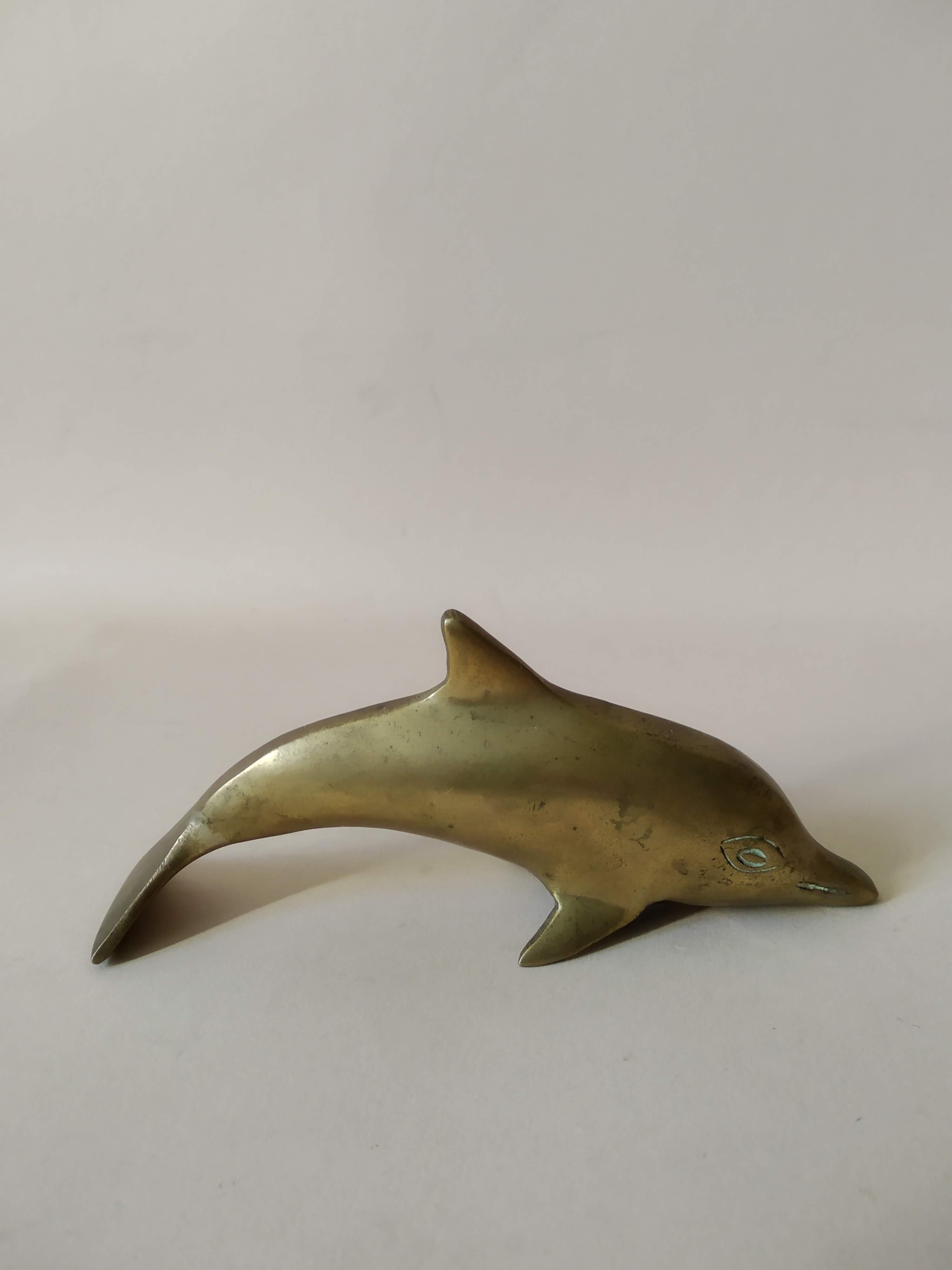 Patinated brass dolphin